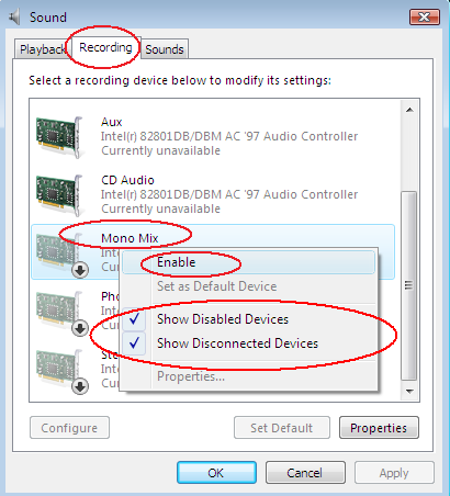 ACA Audio Recorder: Record audio on Windows Vista, select other audio source on Windows Vista